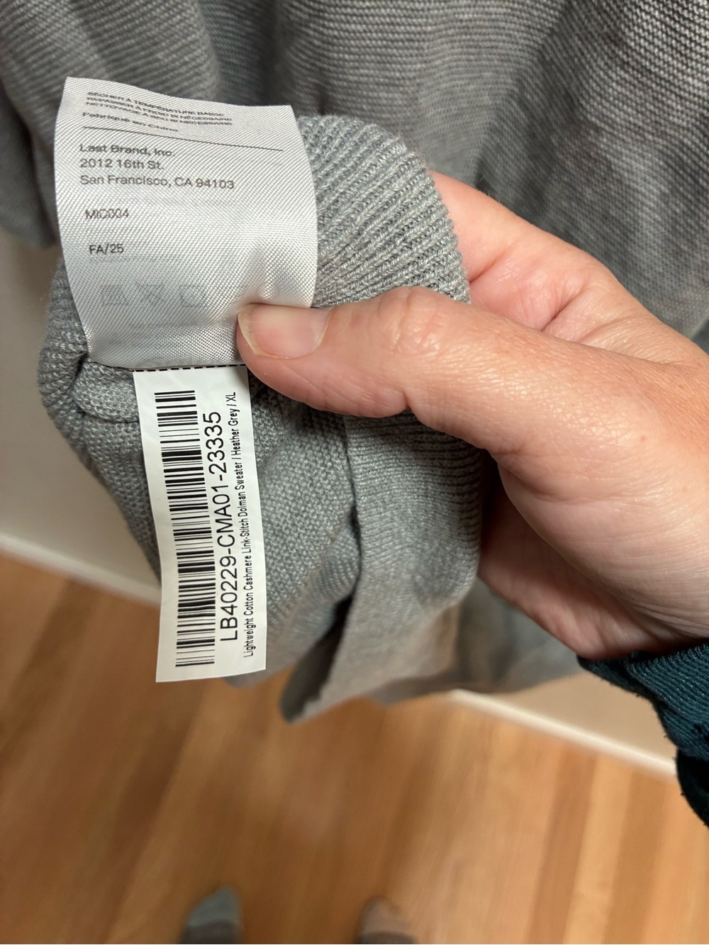 Quince Lightweight Cotton Cashmere Link-Stitch Dolman Sweater XL - Picture 3 of 4